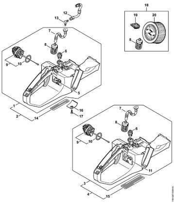 Moto-serras a gasolina (MS) MS 362 C-B Caixa do tanque da marca Stihl