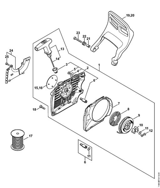 Moto-serras a gasolina (MS) MS 362 C-B Dispositivo de arranque, Protecção da mão da marca Stihl