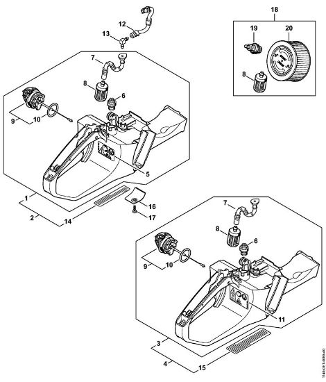 Moto-serras a gasolina (MS) MS 362 C-M Caixa do tanque da marca Stihl