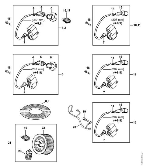 Moto-serras a gasolina (MS) MS 362 C-M VW Sistema de ignição (14.2017) da marca Stihl