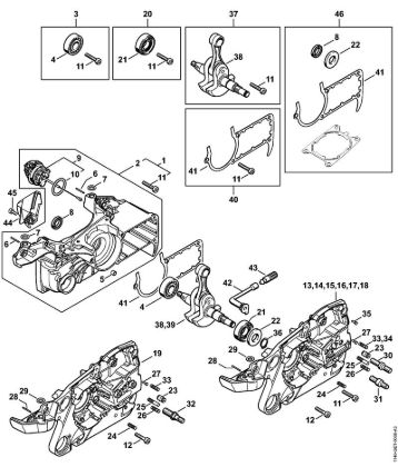 Moto-serras a gasolina (MS) MS 362 C-MQ Caixa da cambota da marca Stihl