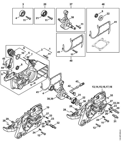 Moto-serras a gasolina (MS) MS 362 C-MQ Caixa da cambota da marca Stihl