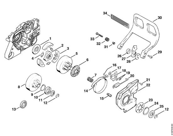 Moto-serras a gasolina (MS) MS 380 Embreagem da marca Stihl
