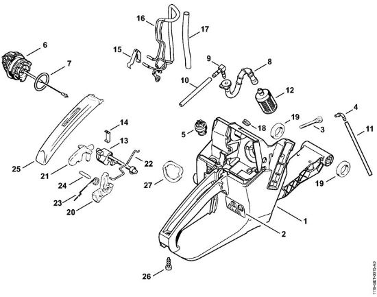 Moto-serras a gasolina (MS) MS 381 Caixa do tanque da marca Stihl