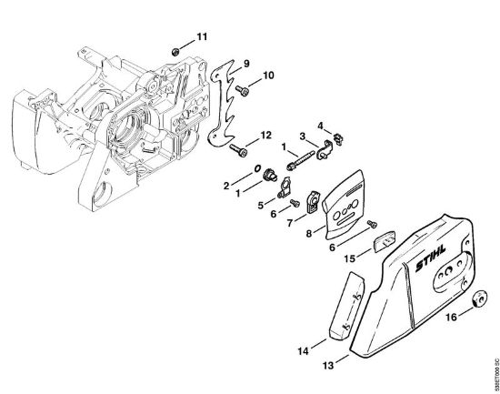 Moto-serras a gasolina (MS) MS 381 Dispositivo tensor da corrente da marca Stihl