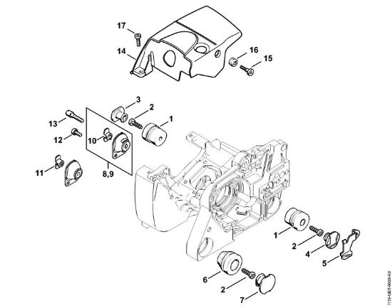 Moto-serras a gasolina (MS) MS 381 Sistema anti-vibratório, Cobertura da marca Stihl