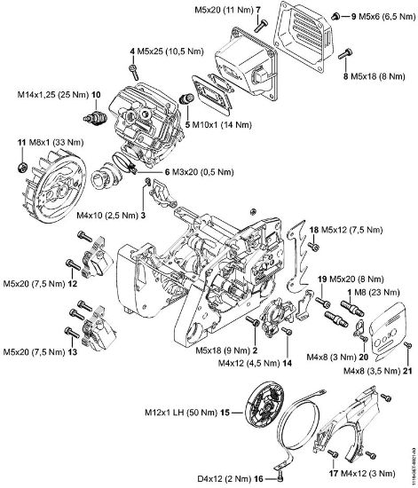 Moto-serras a gasolina (MS) MS 382 Binários de aperto da marca Stihl