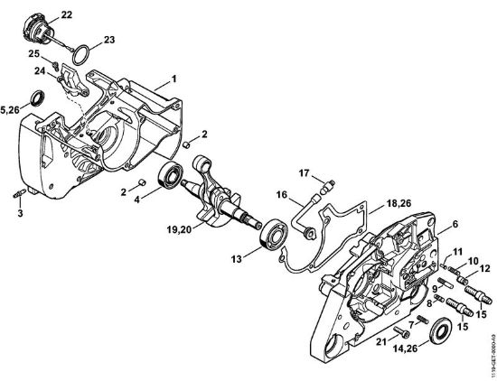 Moto-serras a gasolina (MS) MS 382 Caixa da cambota da marca Stihl