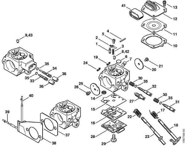 Moto-serras a gasolina (MS) MS 440 Carburador HD-15, HD-17 da marca Stihl