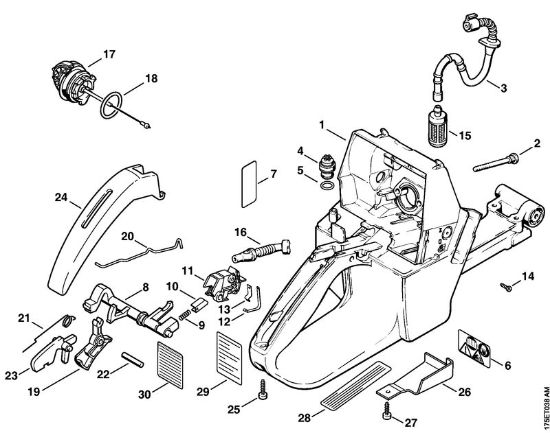 Moto-serras a gasolina (MS) MS 440-N Caixa do tanque da marca Stihl