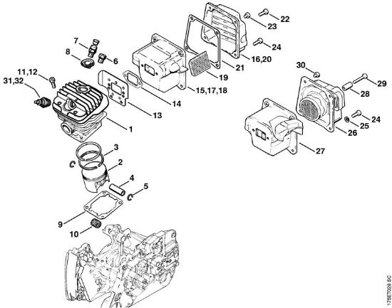 Moto-serras a gasolina (MS) MS 440-N Cilindro da marca Stihl