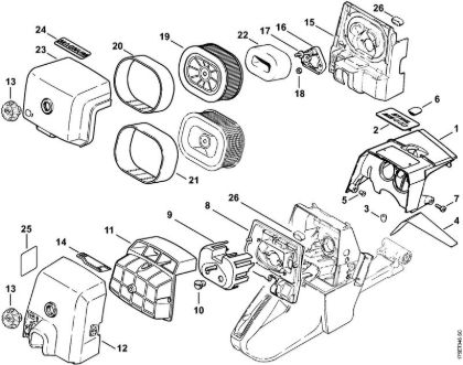 Moto-serras a gasolina (MS) MS 440-N Cobertura, Filtro de ar da marca Stihl