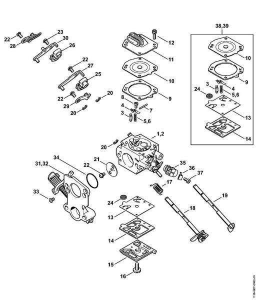 Moto-serras a gasolina (MS) MS 441 C-M Carburador HD-49, HD-47 da marca Stihl