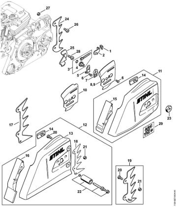 Moto-serras a gasolina (MS) MS 441 C-M W Dispositivo tensor da corrente da marca Stihl