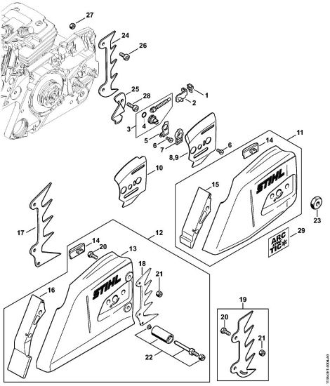 Moto-serras a gasolina (MS) MS 441 C-M W Dispositivo tensor da corrente da marca Stihl
