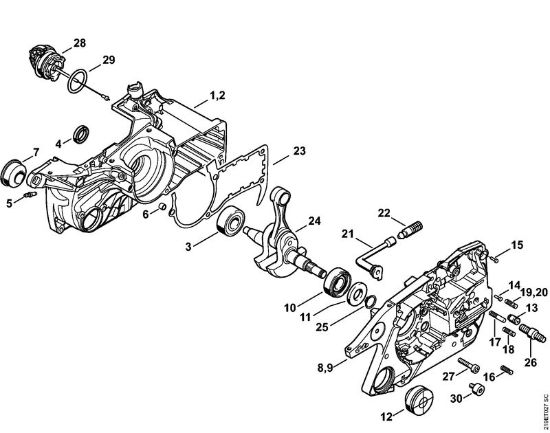 Moto-serras a gasolina (MS) MS 441 C-MQ Caixa da cambota da marca Stihl