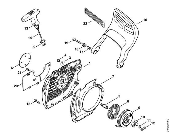 Moto-serras a gasolina (MS) MS 441 C-Q Dispositivo de arranque da marca Stihl
