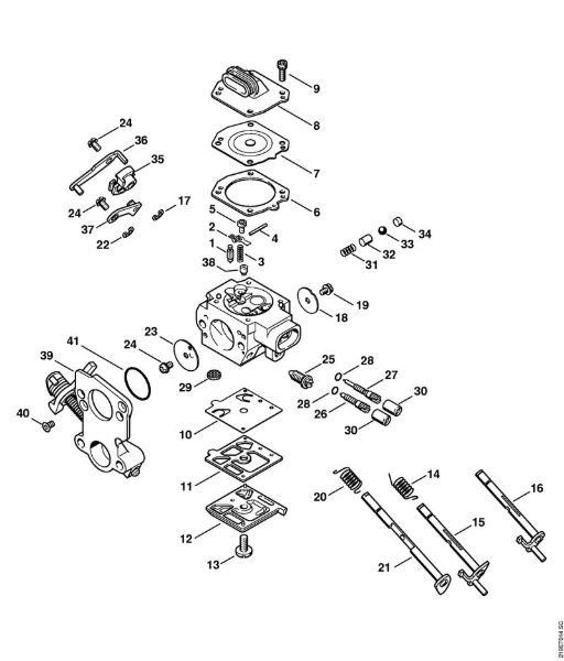 Moto-serras a gasolina (MS) MS 441-W Carburador HD-41 da marca Stihl