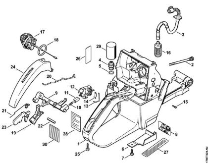 Moto-serras a gasolina (MS) MS 460 Caixa do tanque da marca Stihl