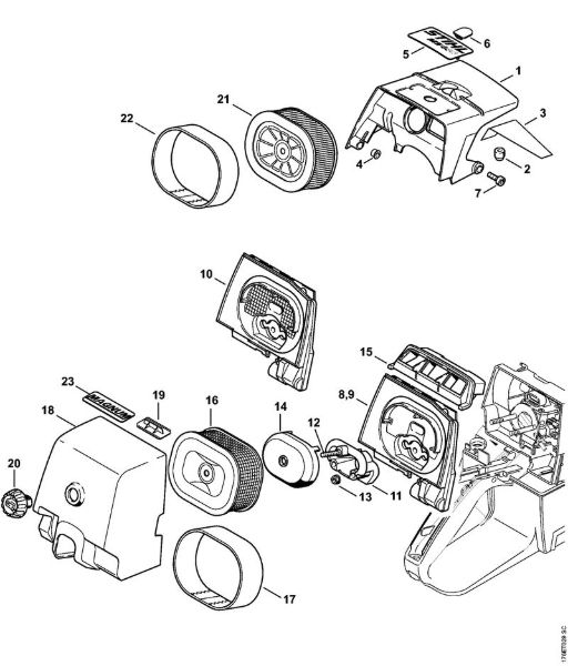 Moto-serras a gasolina (MS) MS 460 Cobertura, Filtro de ar da marca Stihl