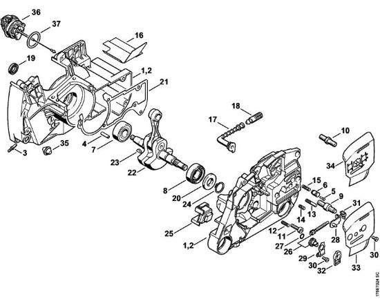 Moto-serras a gasolina (MS) MS 460-R Caixa da cambota, Cambota da marca Stihl
