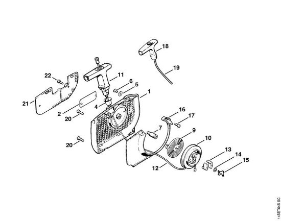 Moto-serras a gasolina (MS) MS 460-R Dispositivo de arranque da marca Stihl