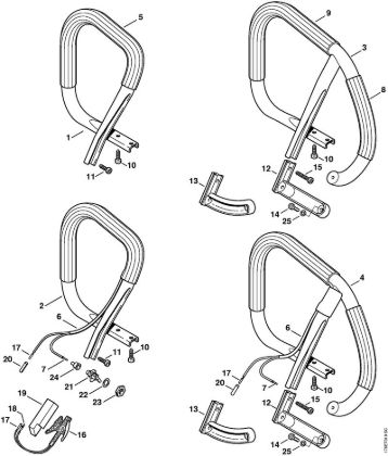 Moto-serras a gasolina (MS) MS 460-R Tubo do punho, Folha de aquecimento da marca Stihl