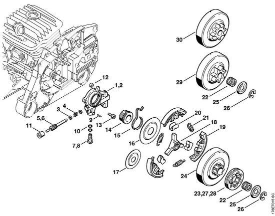 Moto-serras a gasolina (MS) MS 460-VW Arctic Bomba de óleo, Embreagem da marca Stihl