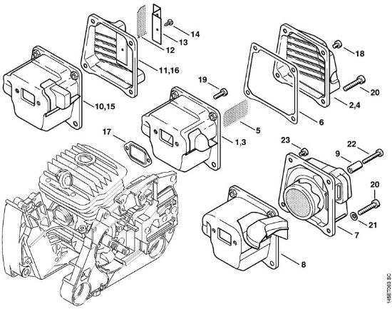 Moto-serras a gasolina (MS) MS 460-VW Arctic Silenciador da marca Stihl