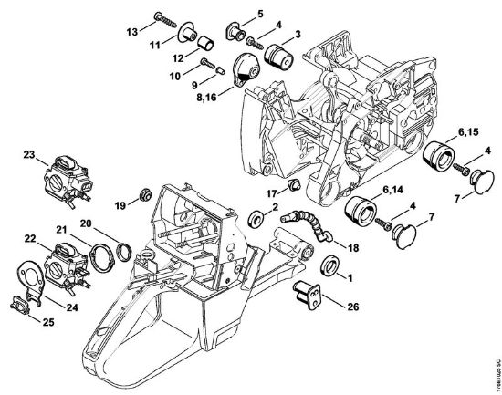 Moto-serras a gasolina (MS) MS 460-Z Magnum Sistema anti-vibratório da marca Stihl