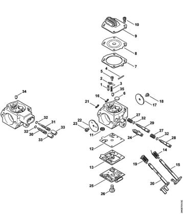 Moto-serras a gasolina (MS) MS 461 Carburador HD-50, HD-51 da marca Stihl