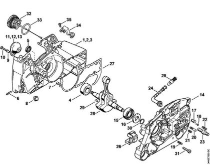 Moto-serras a gasolina (MS) MS 461-R Caixa da cambota, Cambota da marca Stihl