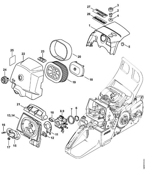 Moto-serras a gasolina (MS) MS 461-R Cobertura, Filtro de ar da marca Stihl