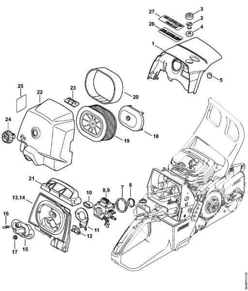 Moto-serras a gasolina (MS) MS 461-R Cobertura, Filtro de ar da marca Stihl