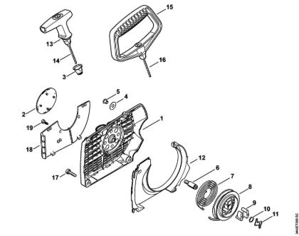 Moto-serras a gasolina (MS) MS 461-R Dispositivo de arranque da marca Stihl