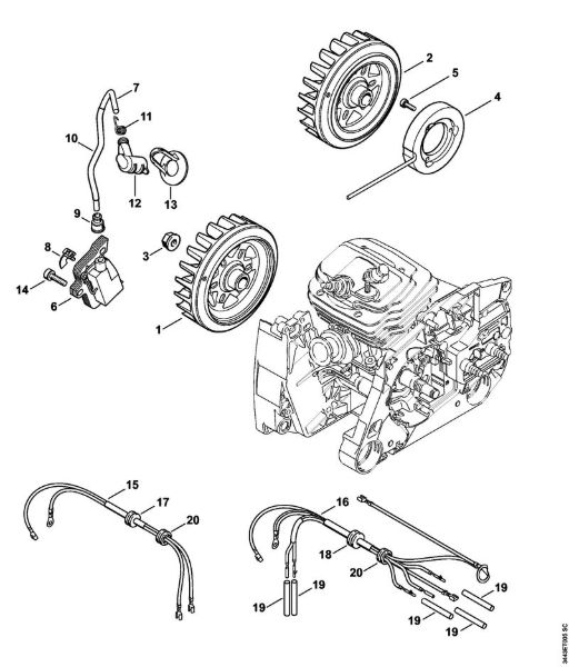 Moto-serras a gasolina (MS) MS 461-VW Sistema de ignição, Cablagem préformada da marca Stihl