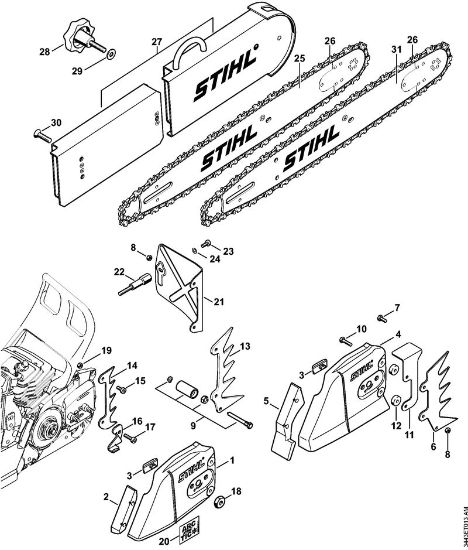 Moto-serras a gasolina (MS) MS 461-Z Tampa do carreto, Guia da marca Stihl