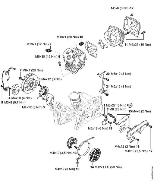 Moto-serras a gasolina (MS) MS 462 C-M Binários de aperto da marca Stihl