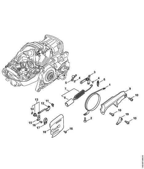 Moto-serras a gasolina (MS) MS 462 C-M Freio de corrente, Dispositivo tensor da corrente da marca Stihl