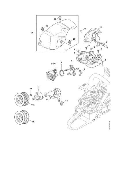 Imagem de Suporte do carburador, Filtro de ar, Cobertura M-Tronic MS 462 C-M