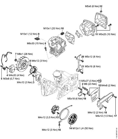 Moto-serras a gasolina (MS) MS 462 C-M R RettungssÃ¤ge Binários de aperto da marca Stihl