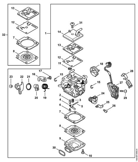 Moto-serras a gasolina (MS) MS 462 C-M R RettungssÃ¤ge Carburador 1142/03 da marca Stihl