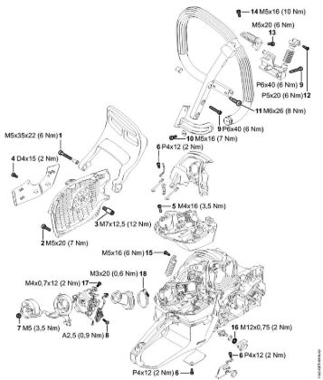 Moto-serras a gasolina (MS) MS 462 C-M VW Binários de aperto da marca Stihl
