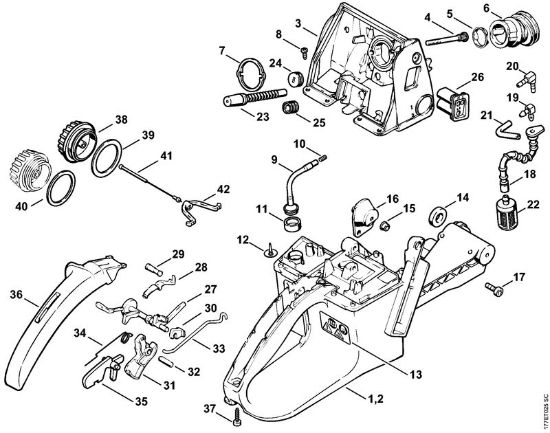 Moto-serras a gasolina (MS) MS 640 Caixa do tanque da marca Stihl
