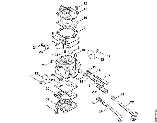 Moto-serras a gasolina (MS) MS 640 Carburador WJ-65 da marca Stihl