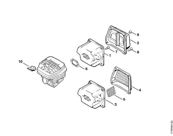Moto-serras a gasolina (MS) MS 640 Silenciador da marca Stihl
