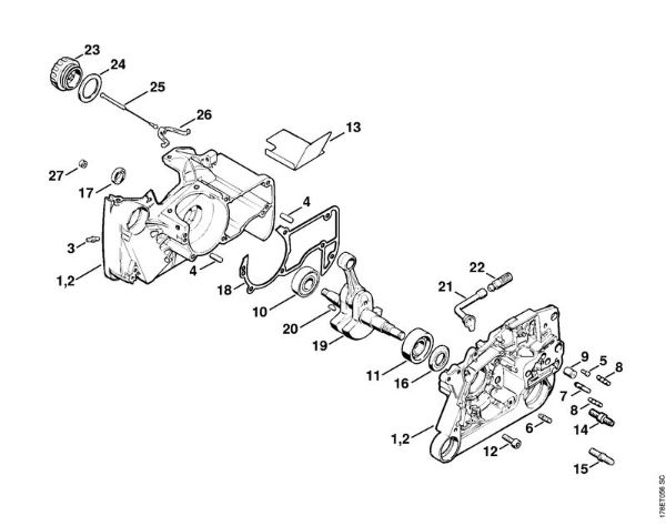 Moto-serras a gasolina (MS) MS 650 Caixa da cambota da marca Stihl
