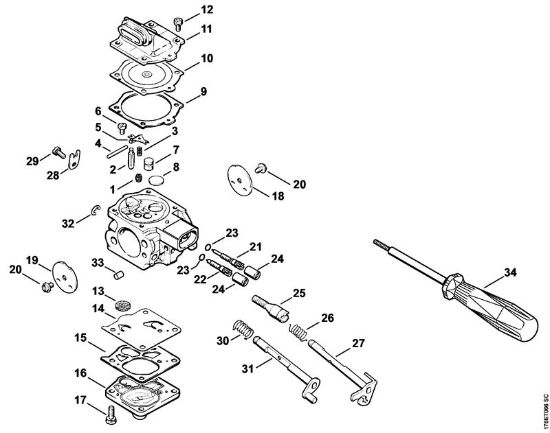 Moto-serras a gasolina (MS) MS 650 Carburador WJ-69 da marca Stihl