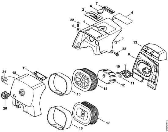 Moto-serras a gasolina (MS) MS 650 Magnum BR Cobertura, Filtro de ar da marca Stihl