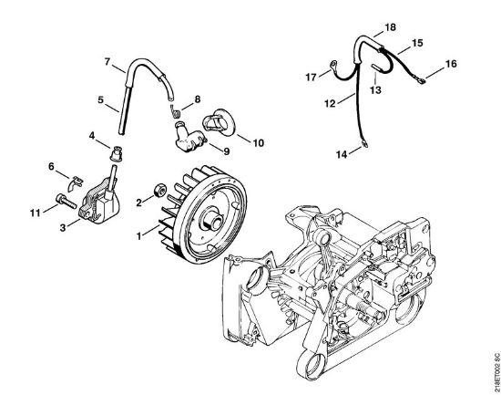 Moto-serras a gasolina (MS) MS 650 Magnum BR Sistema de ignição da marca Stihl